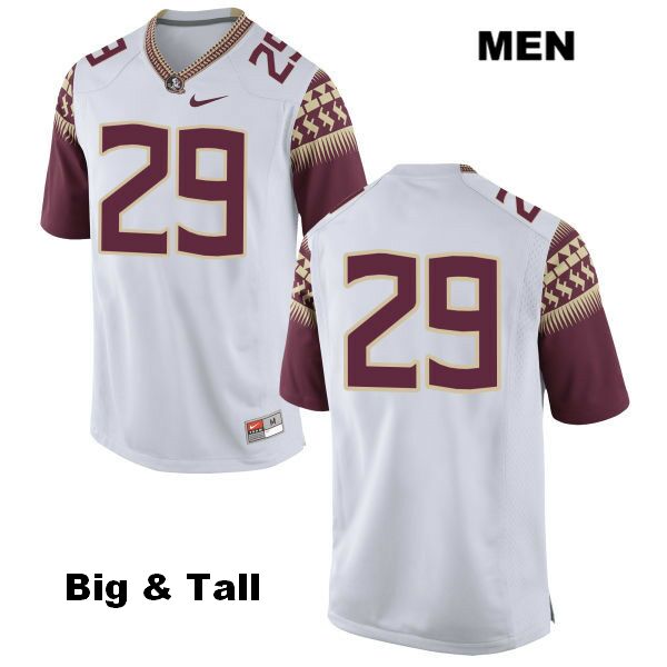 Men's NCAA Nike Florida State Seminoles #29 D.J. Matthews College Big & Tall No Name White Stitched Authentic Football Jersey JSO2469MR